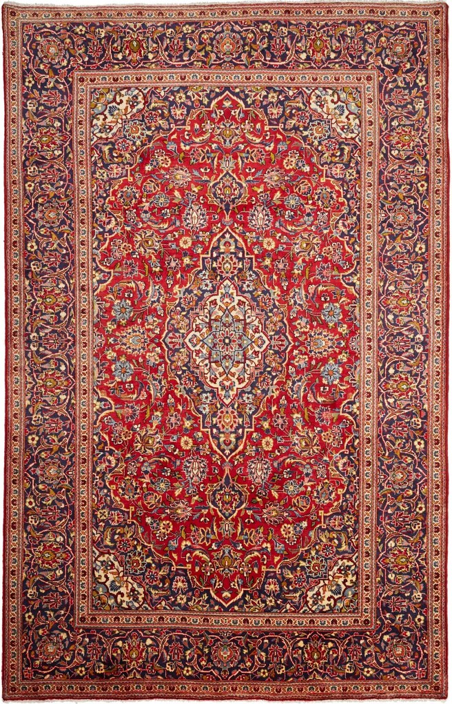 Kashan Tappeto 310x200 Rosso (Iran) Annodato A Mano
