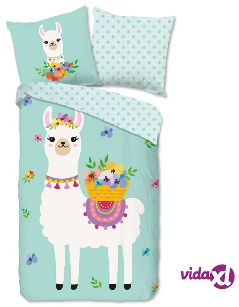 Good Morning Copripiumino per Bambini Llama 140x200/220 cm Menta