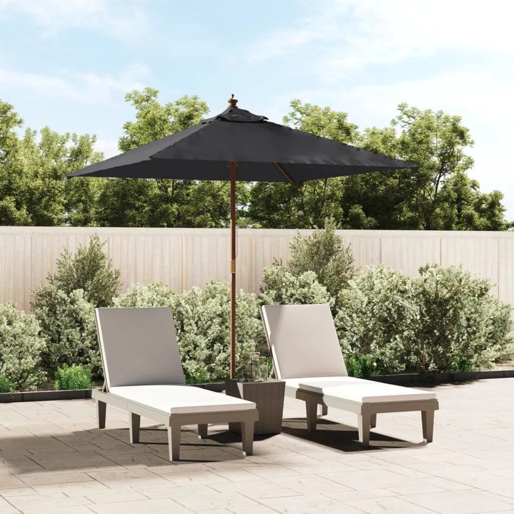Ombrellone Da Giardino Con Palo İn Legno Nero 198x198x231 Cm /