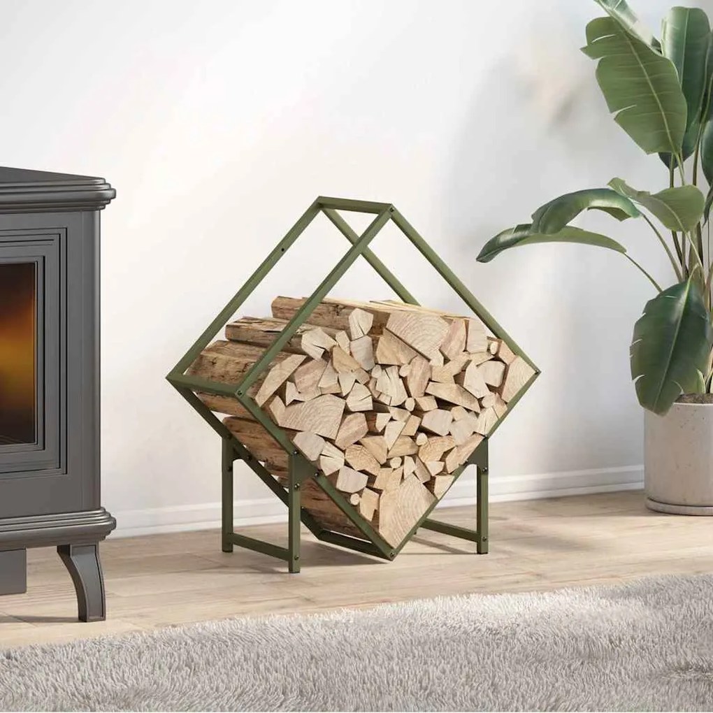 Rastrelliera Per Legna Da Ardere Verde Oliva 60x25x60 Cm /