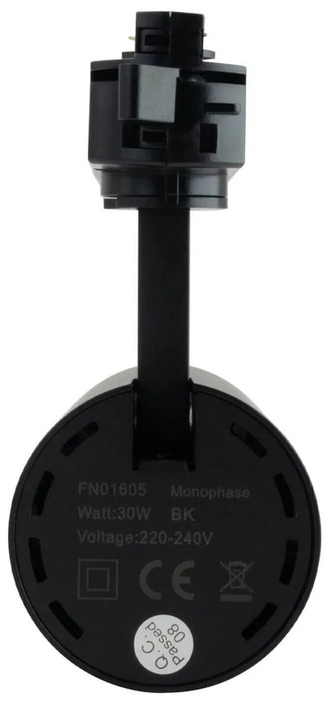 Faro LED 30W Monofase Nero 38°/60° 130lm/W CRI92 no Flickering Colore Bianco Naturale 4.000K