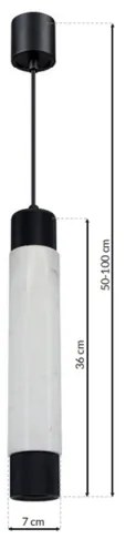 Lampadario a sospensione con filo MARBLE WHITE/BLACK 1xGU10/8W/230V