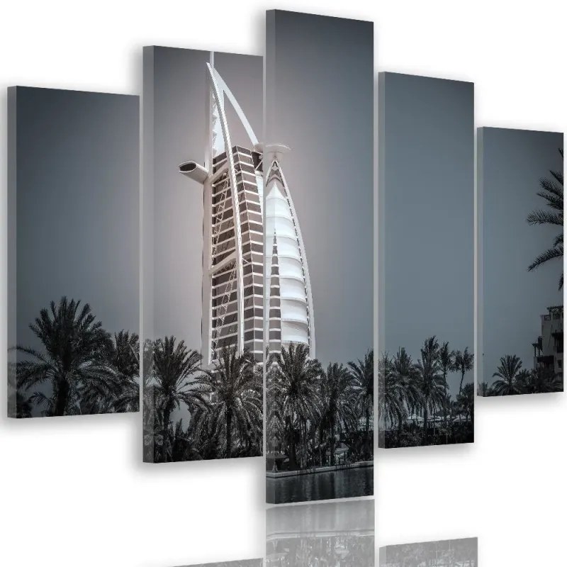 Quadro su tela 5 pannelli Albergo Burj Al Arab Dubai  Dimensioni 100x70