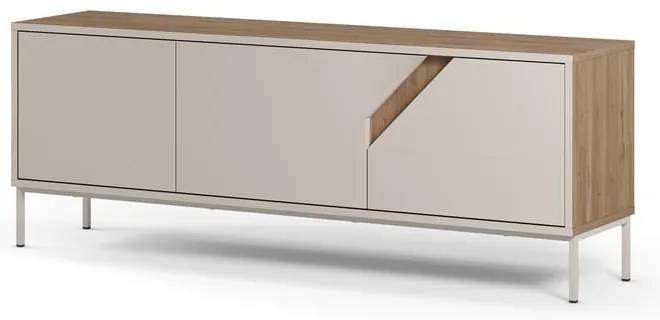 Cassettiera effetto rovere in colore crema-naturale 150x55x35 cm Lilou - Marckeric