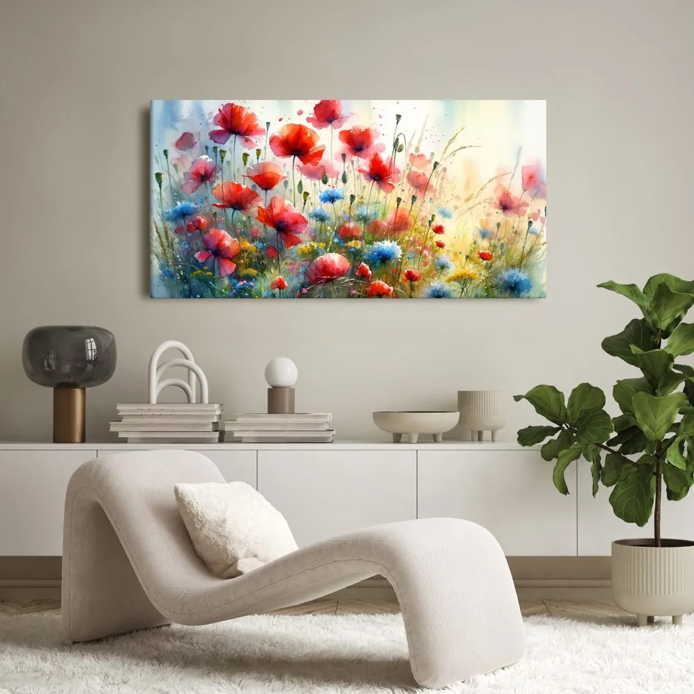 Quadro su tela – Campo in fiore di papaveri e fiordalisi