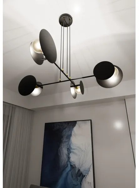 Lampadario a sospensione con filo IDEA 4xE27/15W/230V nero