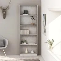 Libreria a 5 Ripiani Grigio Cemento 60x24x175 cm in Truciolato 800886