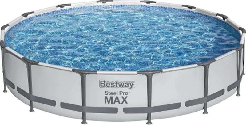 56595-5 Set piscina fuori terra Steel Pro max rotonda 427x84 cm di colore grigio - Bestway