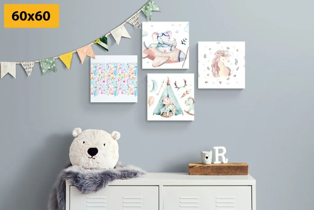 Set di quadri – Per bambini in colori pastello