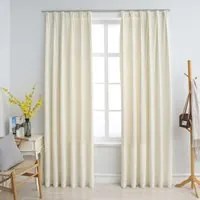 Tende Oscuranti con Ganci 2 pz Crema in Velluto 140x225 cm 134517