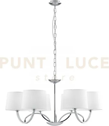 Lampadario astoria cromo e bianco 6 luci attacco e27 82x120cm