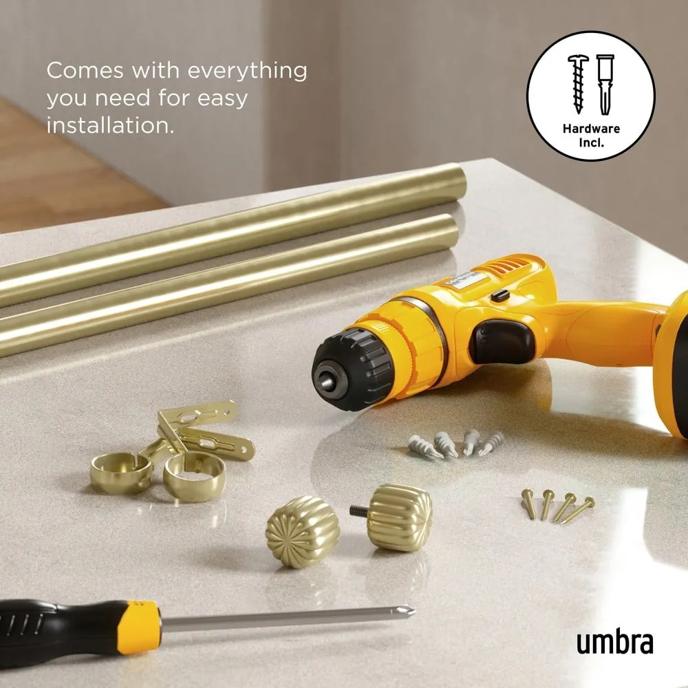 Bastone per tende dorato in acciaio regolabile 91 - 168 cm Cleo – Umbra