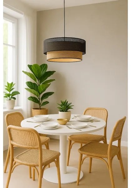 Lampada sospesa su cavo BORHO 1xE27/60W/230V Ø 50 cm nero/iuta