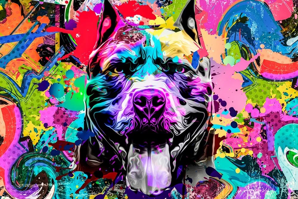 Carta da parati – Illustrazione multicolore di un cane