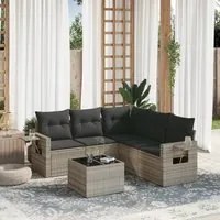 Set Divano da Giardino 6pz con Cuscini Grigio Chiaro Polyrattan 3252499