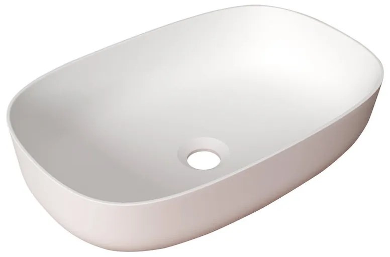 Lavabo da appoggio ovale in resina bianco