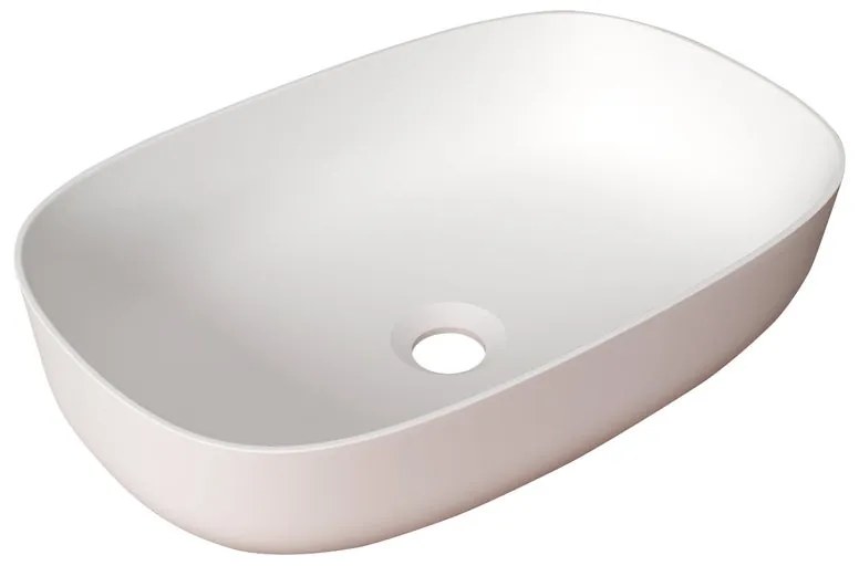 Lavabo da appoggio ovale in resina L 48 x H 12.5 x P 32 cm bianco