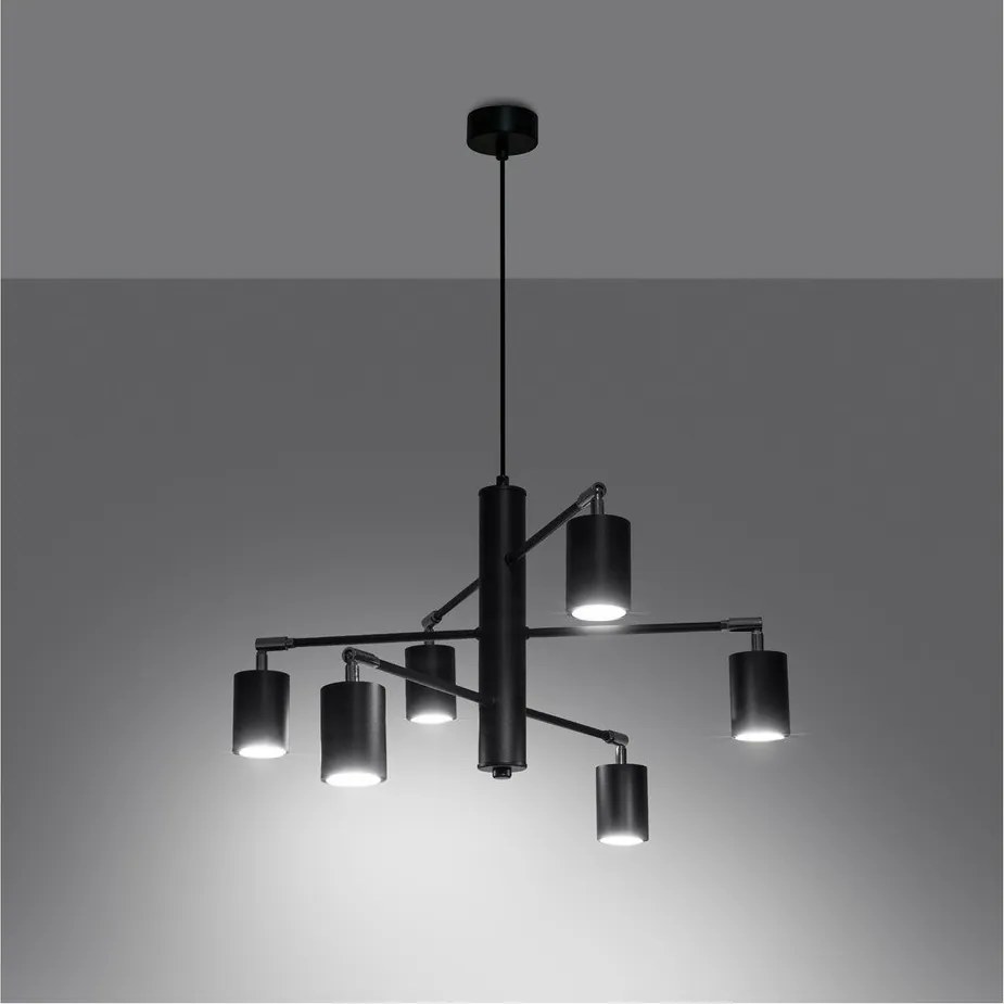 Lampadario nero in metallo Virta – Sollux