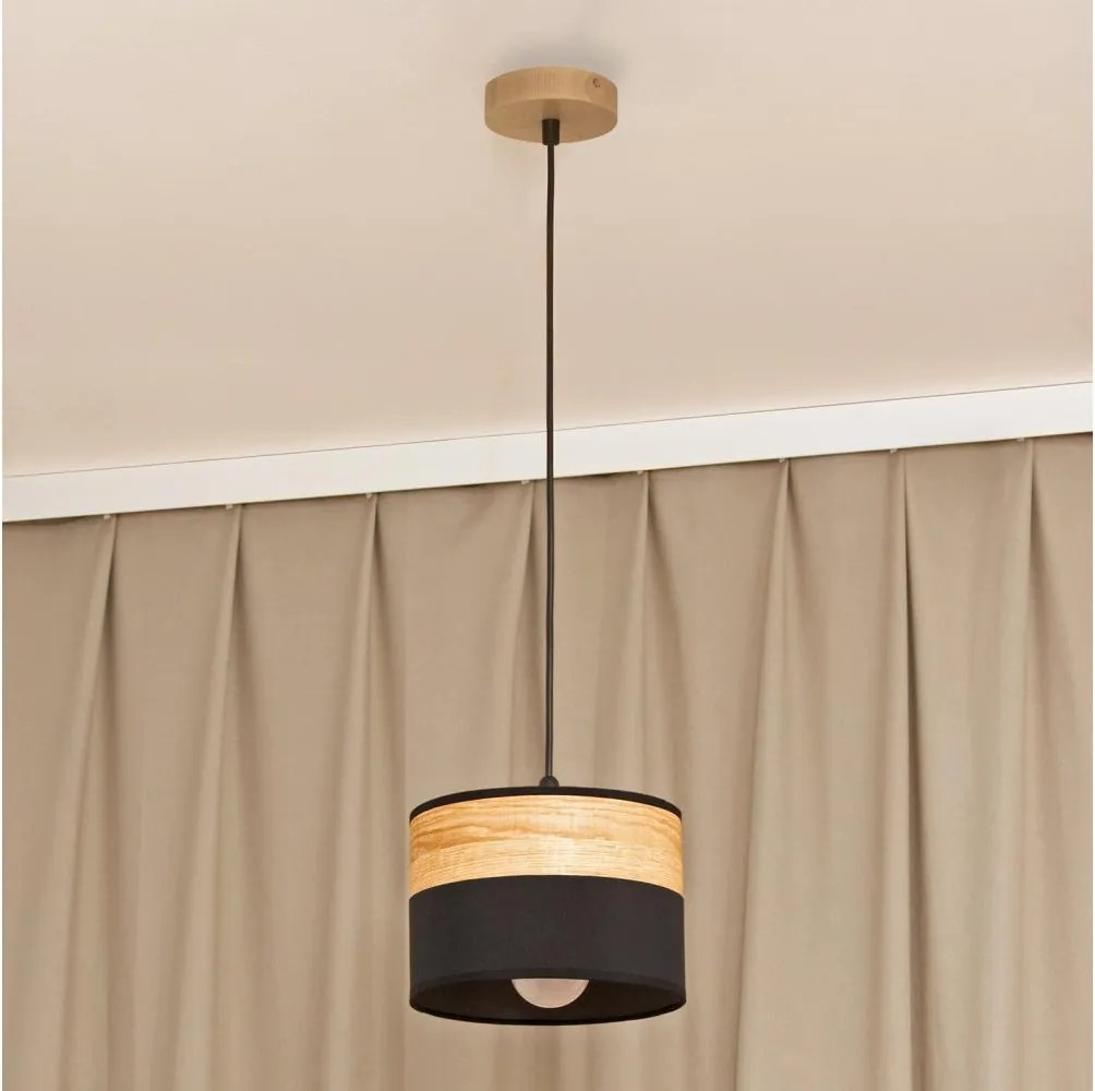 Lampadario a sospensione con cavo ALBA 1xE27/15W/230V diam. 20 cm nero/marrone