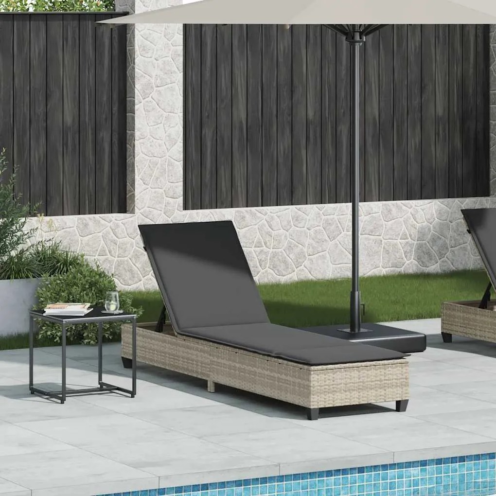 Lettino Prendisole Con Cuscini Grigio Chiaro 55x200x25,5 Cm /