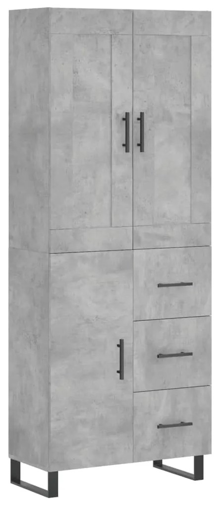 Credenza grigio cemento 69,5x34x180 cm in legno multistrato