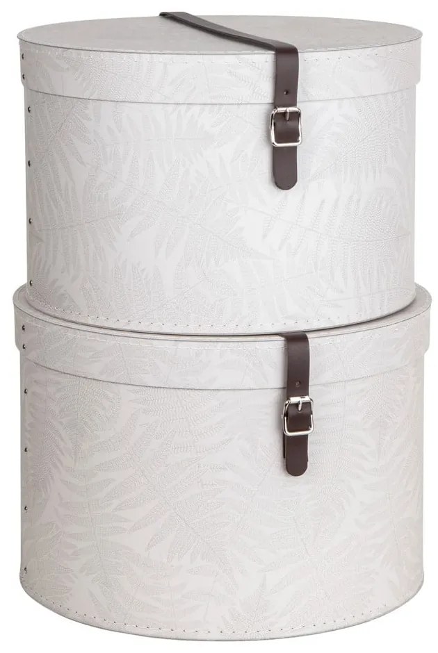 Scatole in set con coperchio color crema in cartone 2 pz ø 37,5x25,5 cm Rut Paper Laminate – Bigso