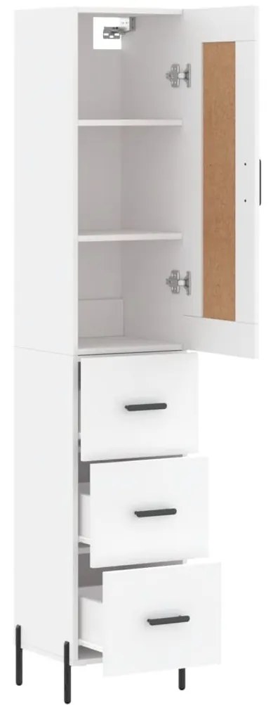 Credenza bianca 34,5x34x180 cm in legno multistrato