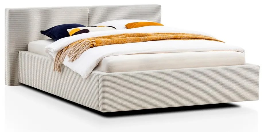 Letto matrimoniale imbottito beige rete non inclusa 140x200 cm Cube – Meise Möbel