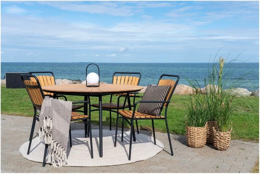 Sedie da esterno in set di colore naturale in legno massiccio/in metallo 2 pz Cleveland – House Nordic