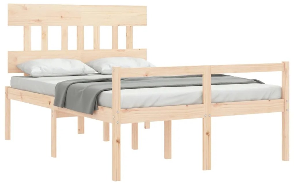 Letto per Anziani con Testiera 140x190 cm in Legno Massello