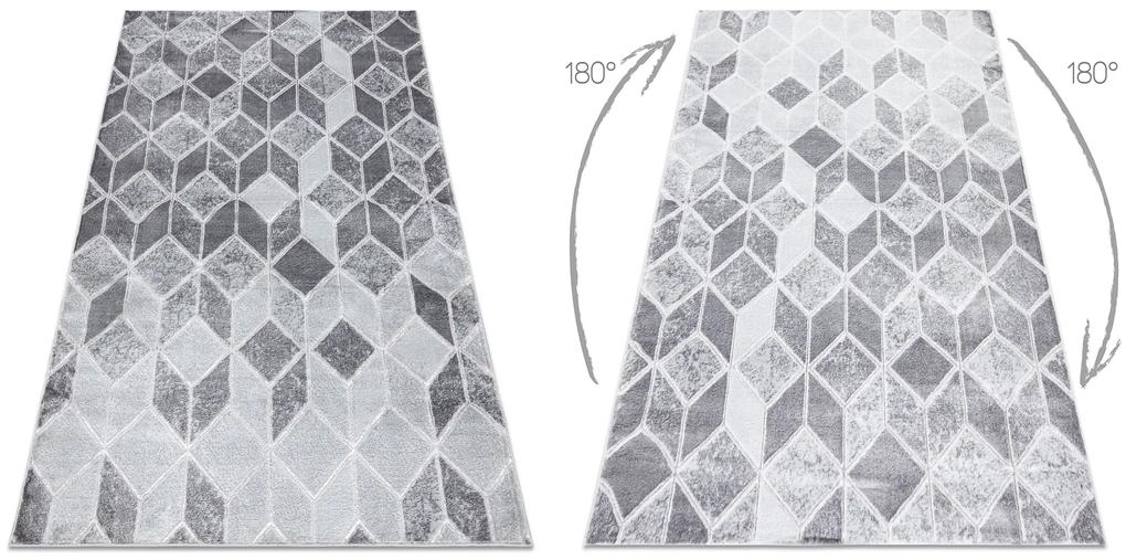 Tappeto MEFE moderno B400 Cubo, geometrico 3D - Structural due livelli di pile grigio scuro