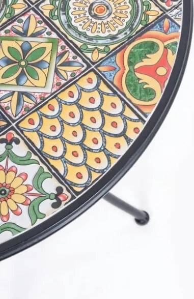 Set bistrot da arredo esterno tavolino 60 cm e sedie pieghevoli effetto maiolica Naxos Bizzotto