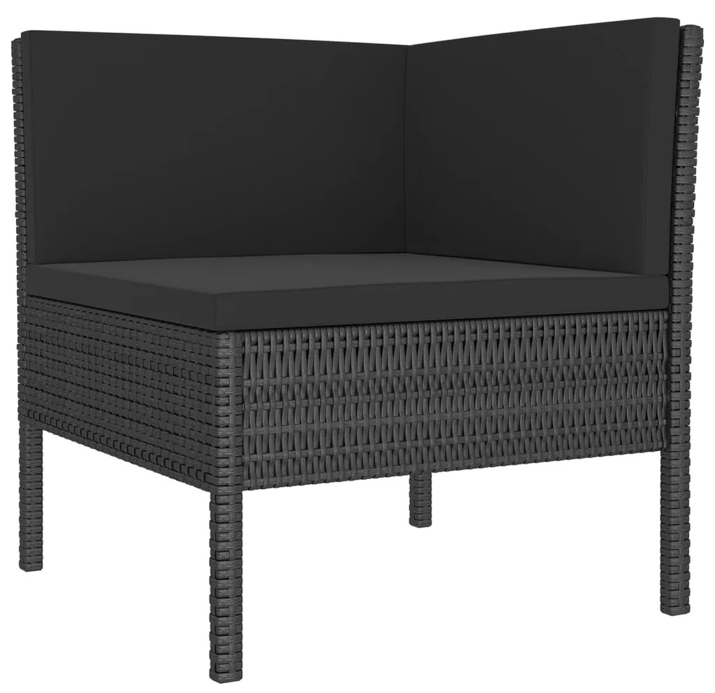 Set divani da giardino 11 pz con cuscini in polyrattan nero