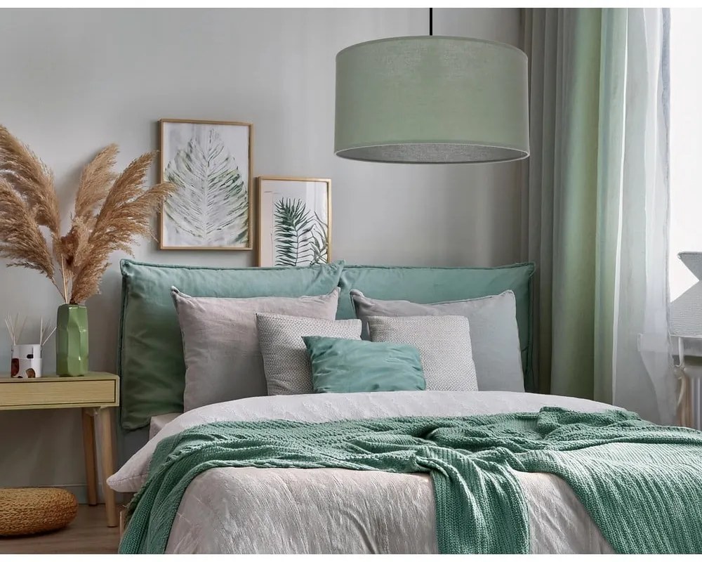 Lampadario verde con paralume in tessuto ø 40 cm Shanti – Candellux Lighting