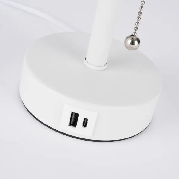Brilagi - Lampada da tavolo con porta USB TABLON 1xE27/25W/230V bianca/crema