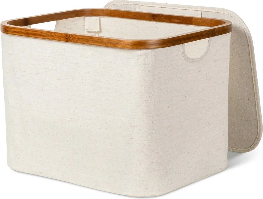 Scatola con coperchio color crema in tessuto 40,5x33x30 cm Bamboo/Linen – Bigso