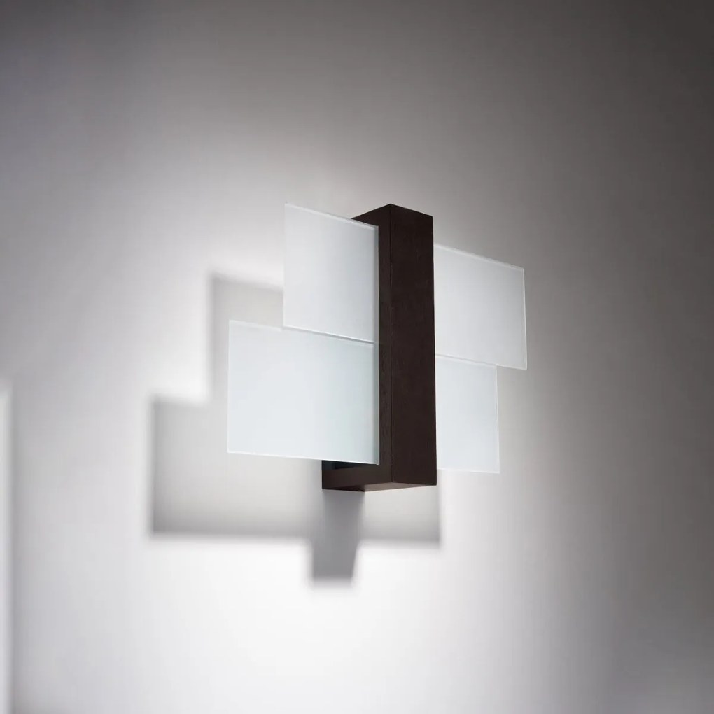 Applique da Parete Legno Wenge e Vetro FENIKS 1 E27 da Interno