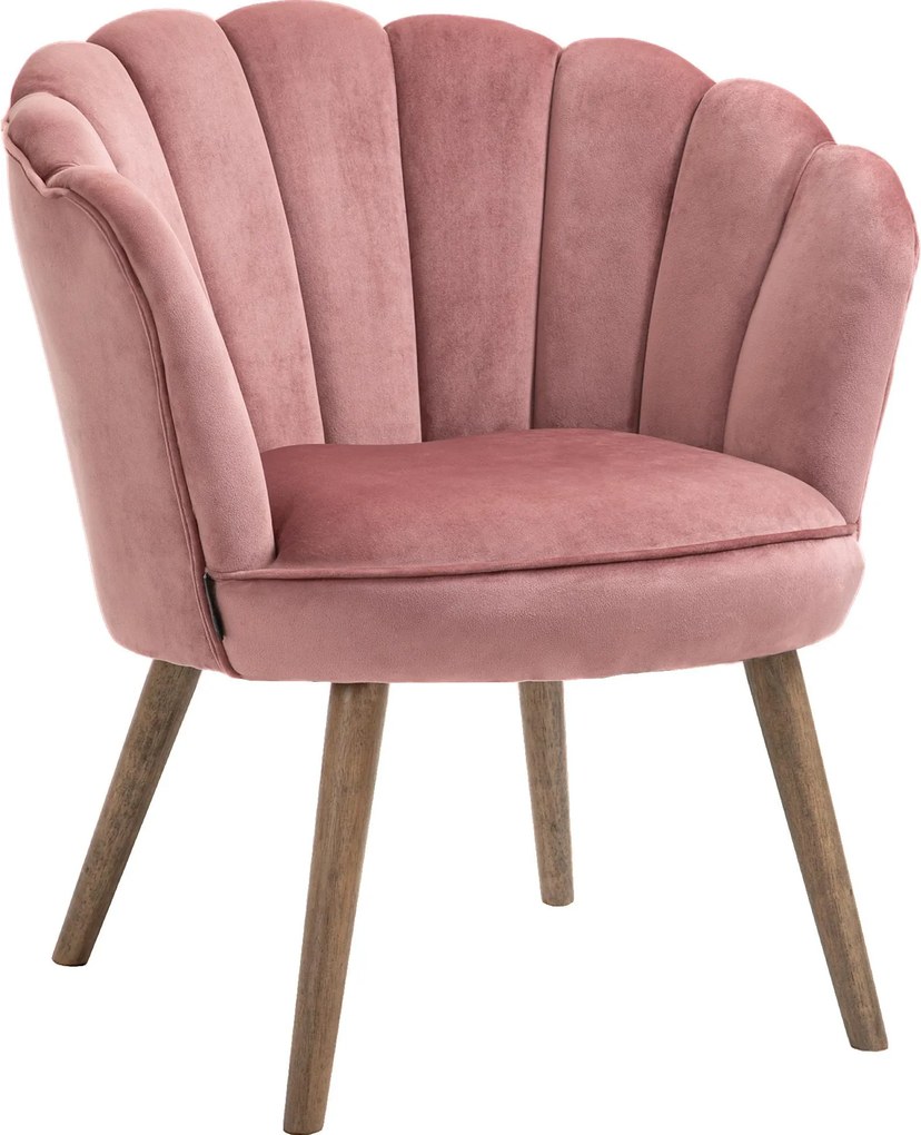 Poltrona Imbottita 66x72x79 cm in Velluto Rosa...