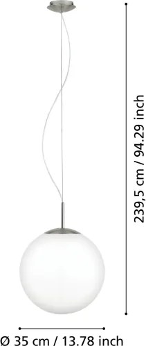 Eglo 63269 - Lampadario a sospensione con cavo PIEDALE 1xE27/60W/230V Ø 35 cm cromo opaco