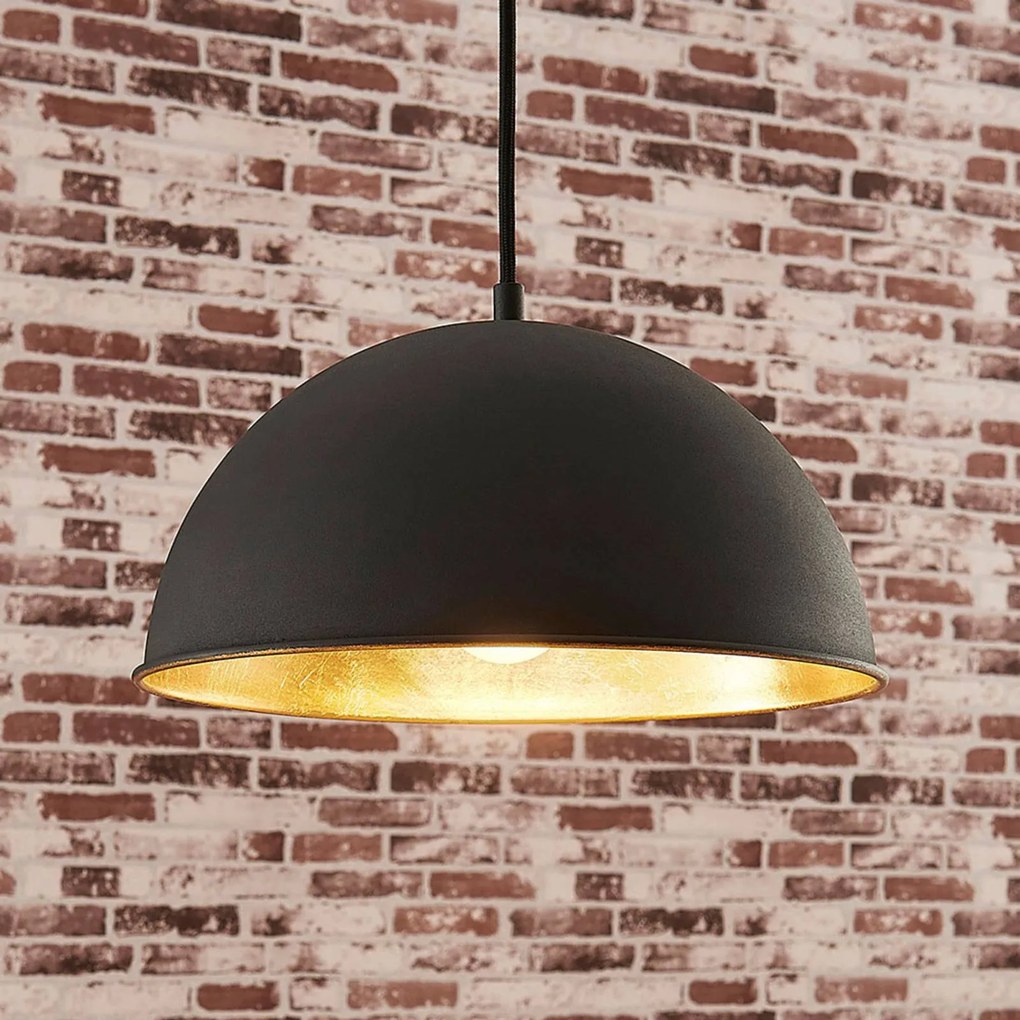 Lindby lampada a sospensione Leya, nero/oro, metallo, Ø 30 cm, E27