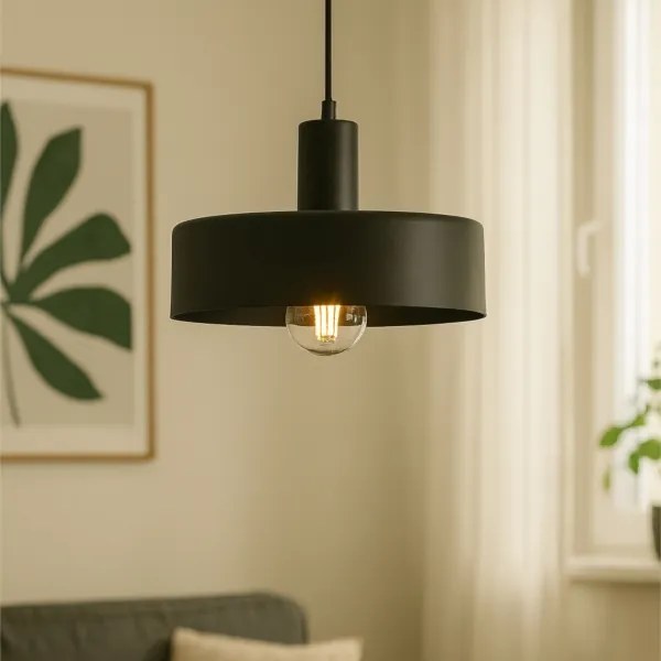 Lampadario a sospensione con cavo ARCANE 1xE27/60W/230V nero