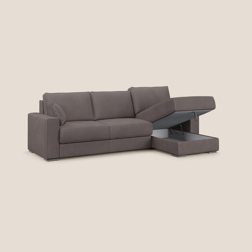 Dream Divano letto angolare in microfibra effetto pelle smacchiabile T15 marrone
