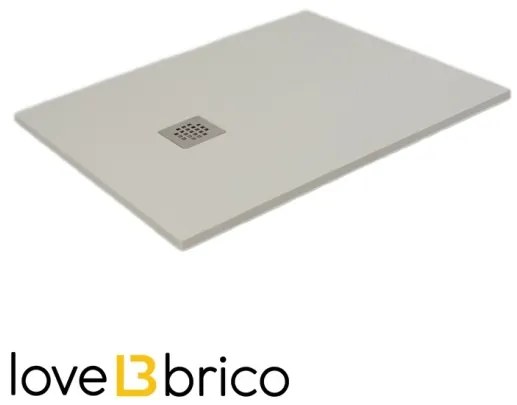 Piatto doccia in mineralmarmo 80x100 cm beige effetto pietra con griglia e piletta sifonata