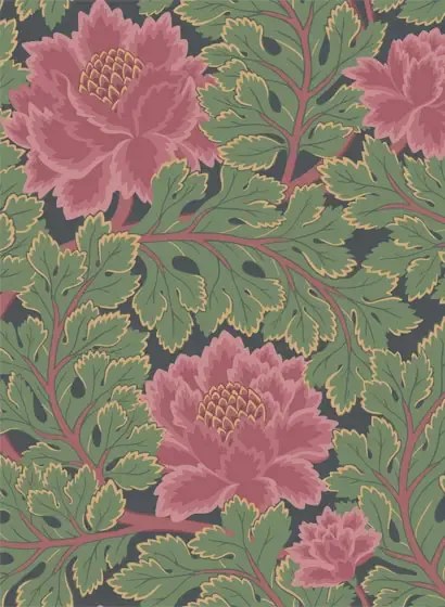 Tapete Aurora von Cole & Son - Rose & Forest on Charcoal