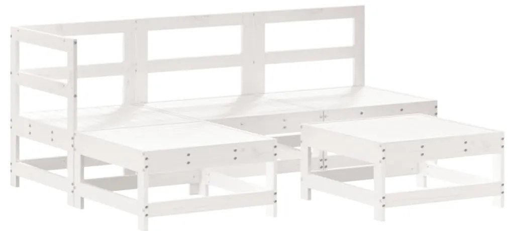 Set salotto da giardino 5 pz bianco in legno massello di pino