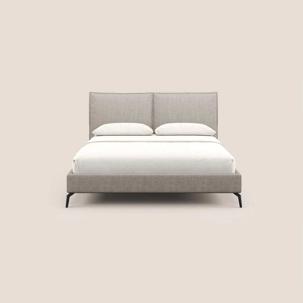 Cloe letto imbottito con piedi in metallo sfoderabile in tessuto fiammato impermeabile T06