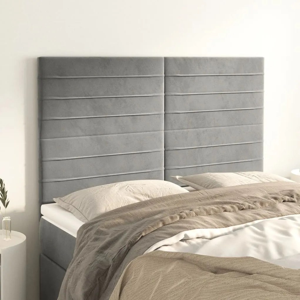 Testiere 4 Pz Grigio Chiaro 72x5x78/88 Cm İn Velluto /