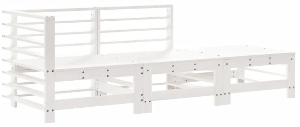 Set divani da giardino 3pz con cuscini in legno massello bianco