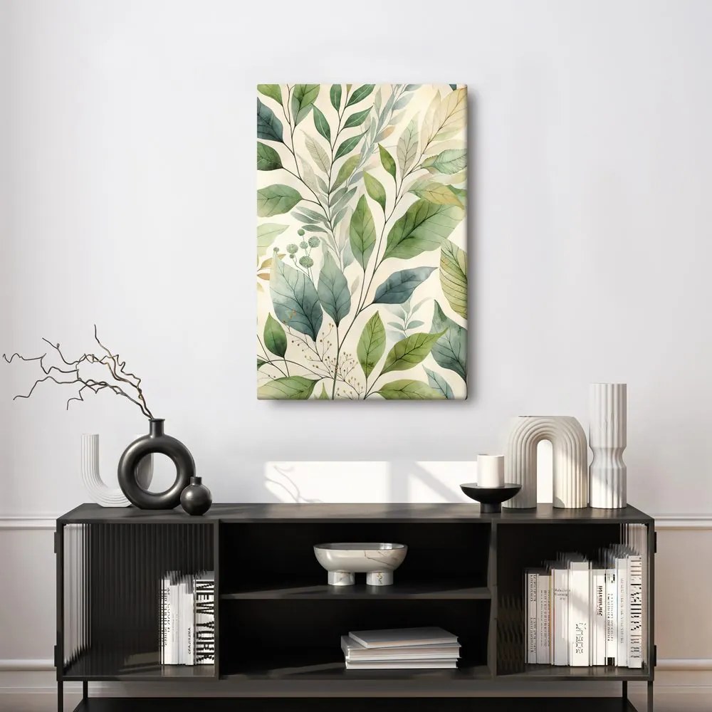 Quadro su tela – Foglie verdi ad acquerello