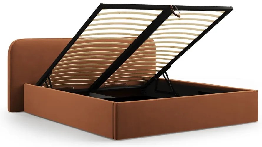 Letto matrimoniale imbottito color terracotta con contenitore e rete inclusi 160x200 cm Elizabeth – Micadoni